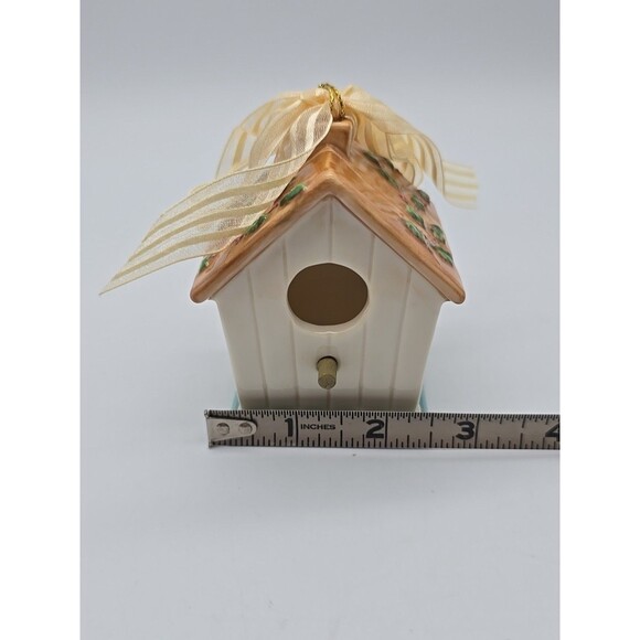 Vtg Papel Giftware BIRDHOUSE Ornament JOYS OF WINTER Christmas 3.25” Porcelain - Picture 7 of 10